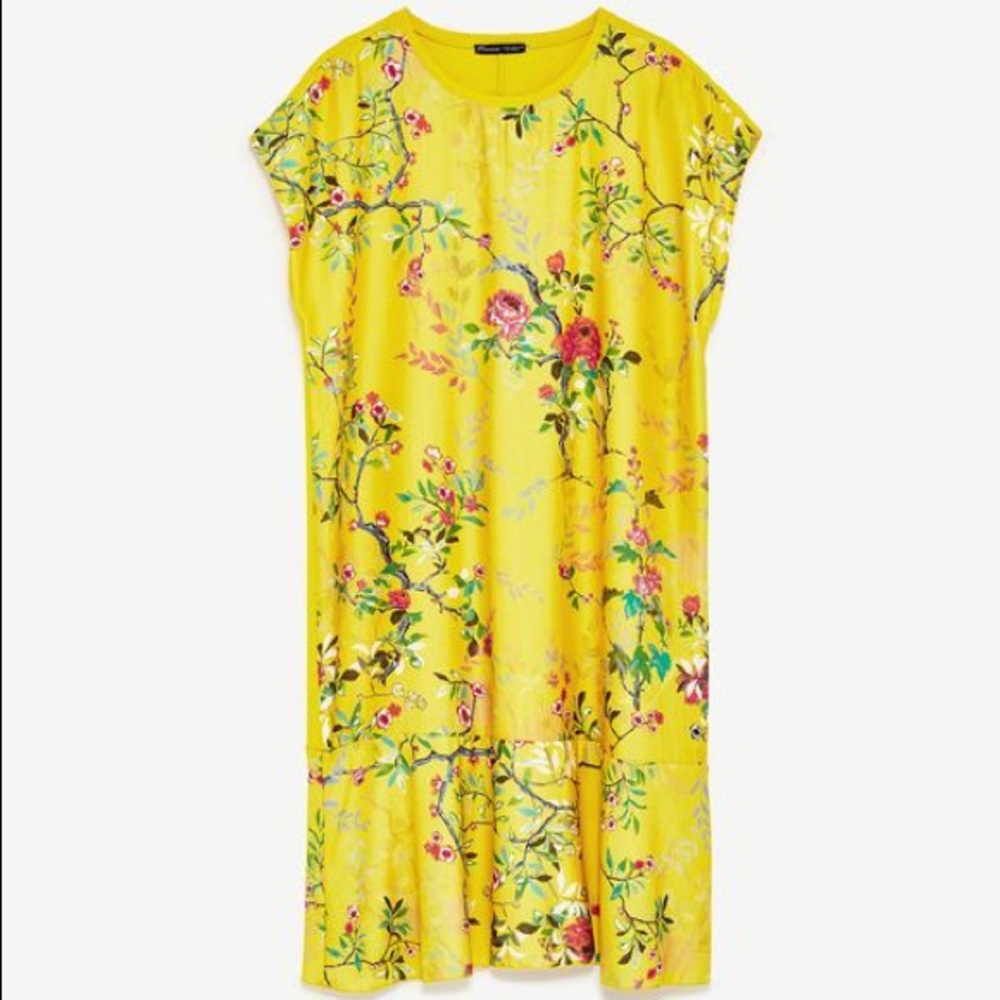 Zara Yellow Floral Print Dress